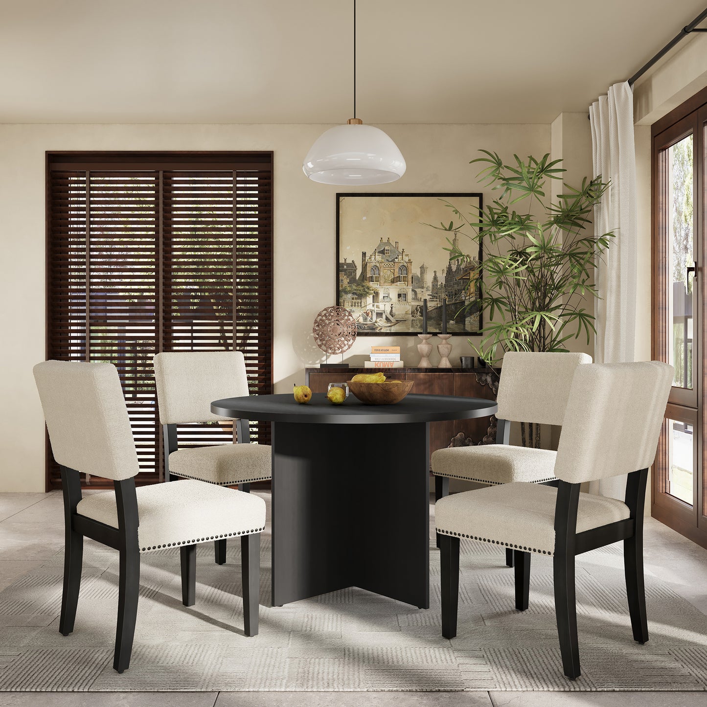 Lexington 5-Piece Modern Dining Set, Black