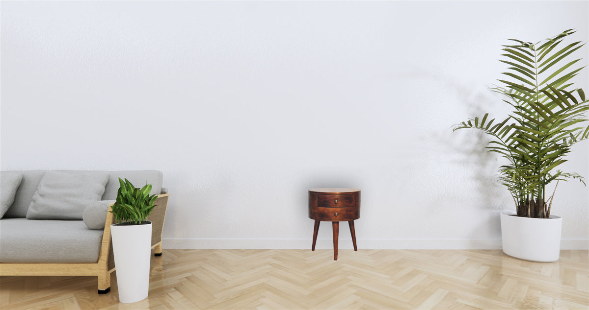 Cecilia Solid Wood Tripod Nightstand in Chestnut