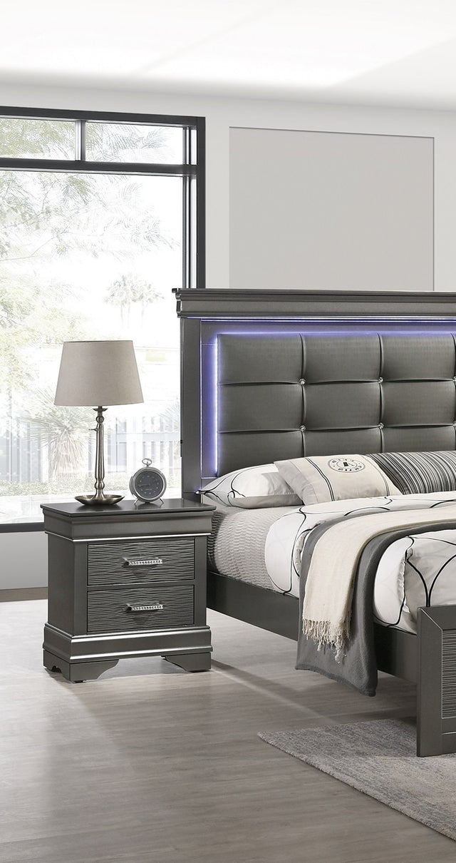Coleman Transitional Louis Philippe Style Gray Nightstand