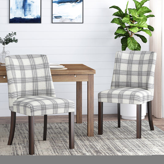 Dennis Modern Upholstered Side Chairs (Set of 2) Gray & White
