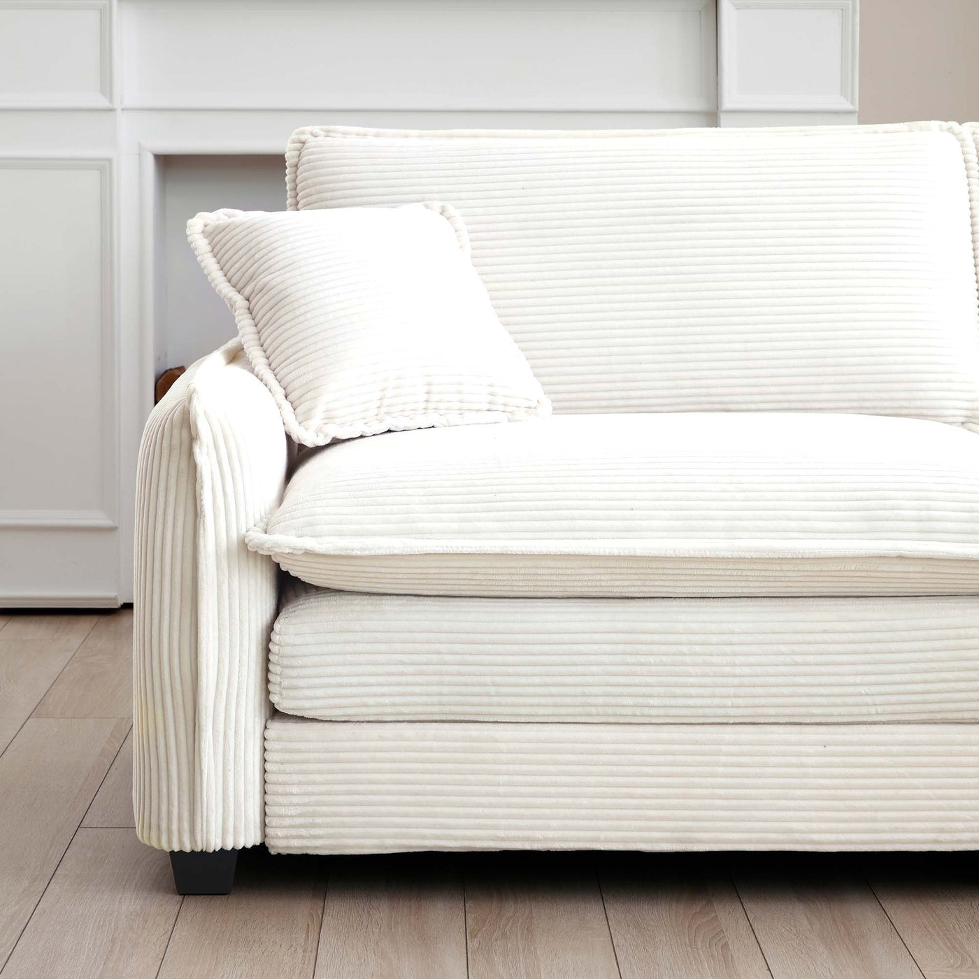 Wrenley Corduroy Ottoman, Beige