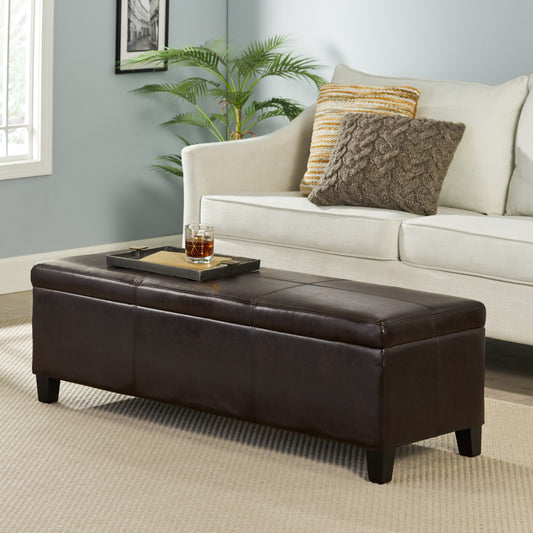 Glouster PU Leather Storage Ottoman, Brown