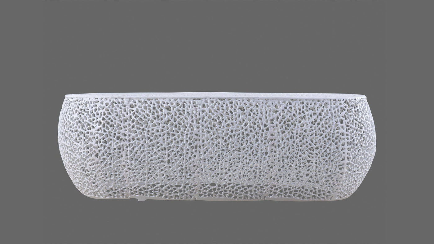 Azriel Oval Aluminum Mesh Coffee Table, White