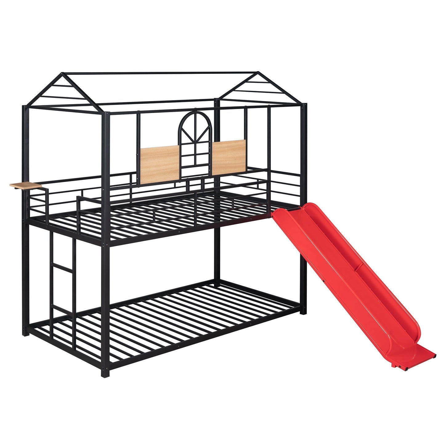 Lester Twin over Twin Metal Bunk Bed with Slide, Black