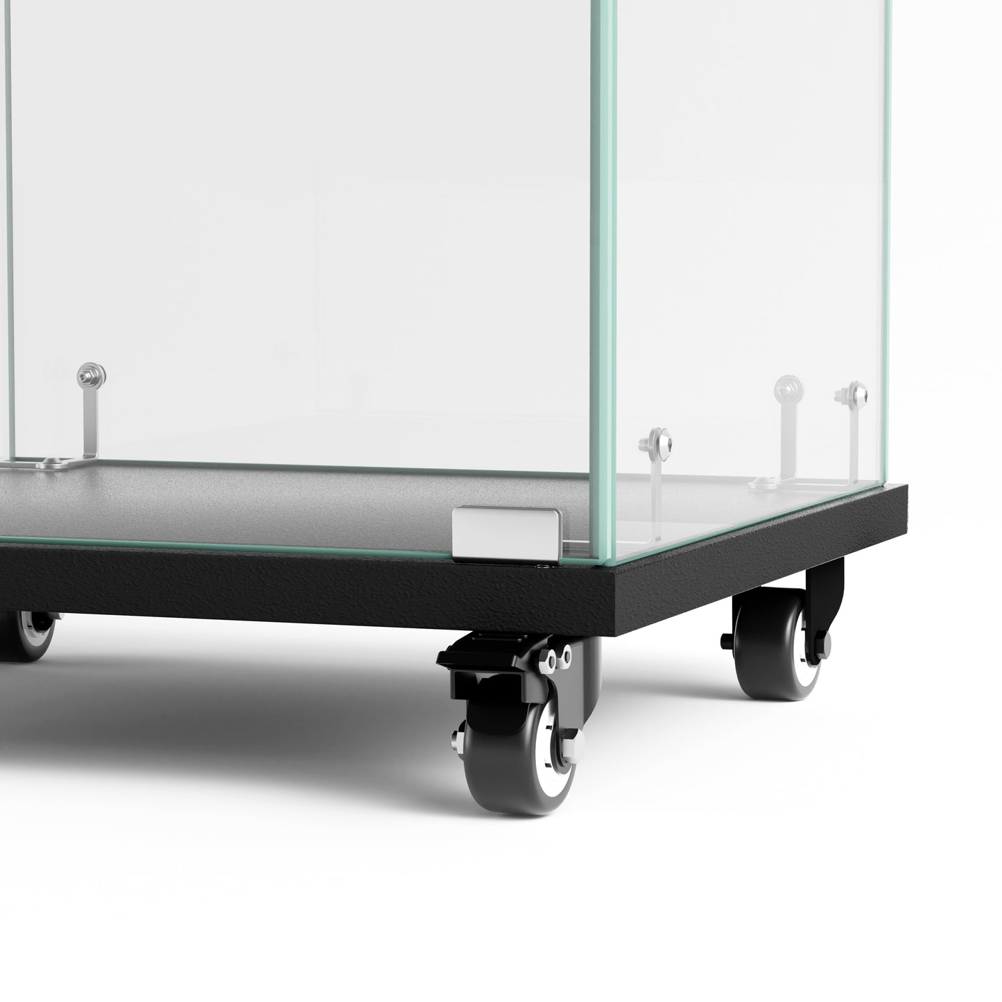 4 Tier Glass Curio Cabinet, Single Door Glass Cabinet with Lock and Wheels, Black