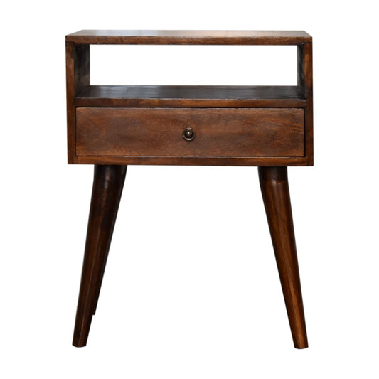 Elise Mid-Century Modern Chestnut Finish Nightstand