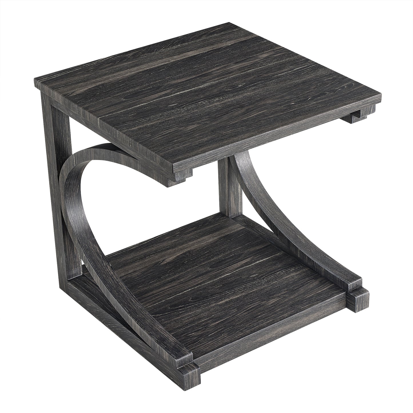 Cassian Unique Solid Wood Side Table,Black