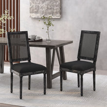 Cavan French Country Rattan Back Side Chairs (Set of 2) Black