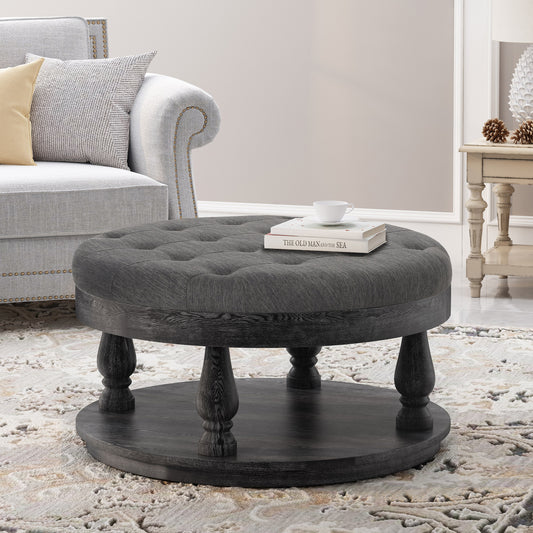 Charlton Transitional Round Ottoman, Charcoal