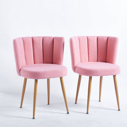 Nixie Morn Faux Fur Side Chairs (Set of 2), Pink