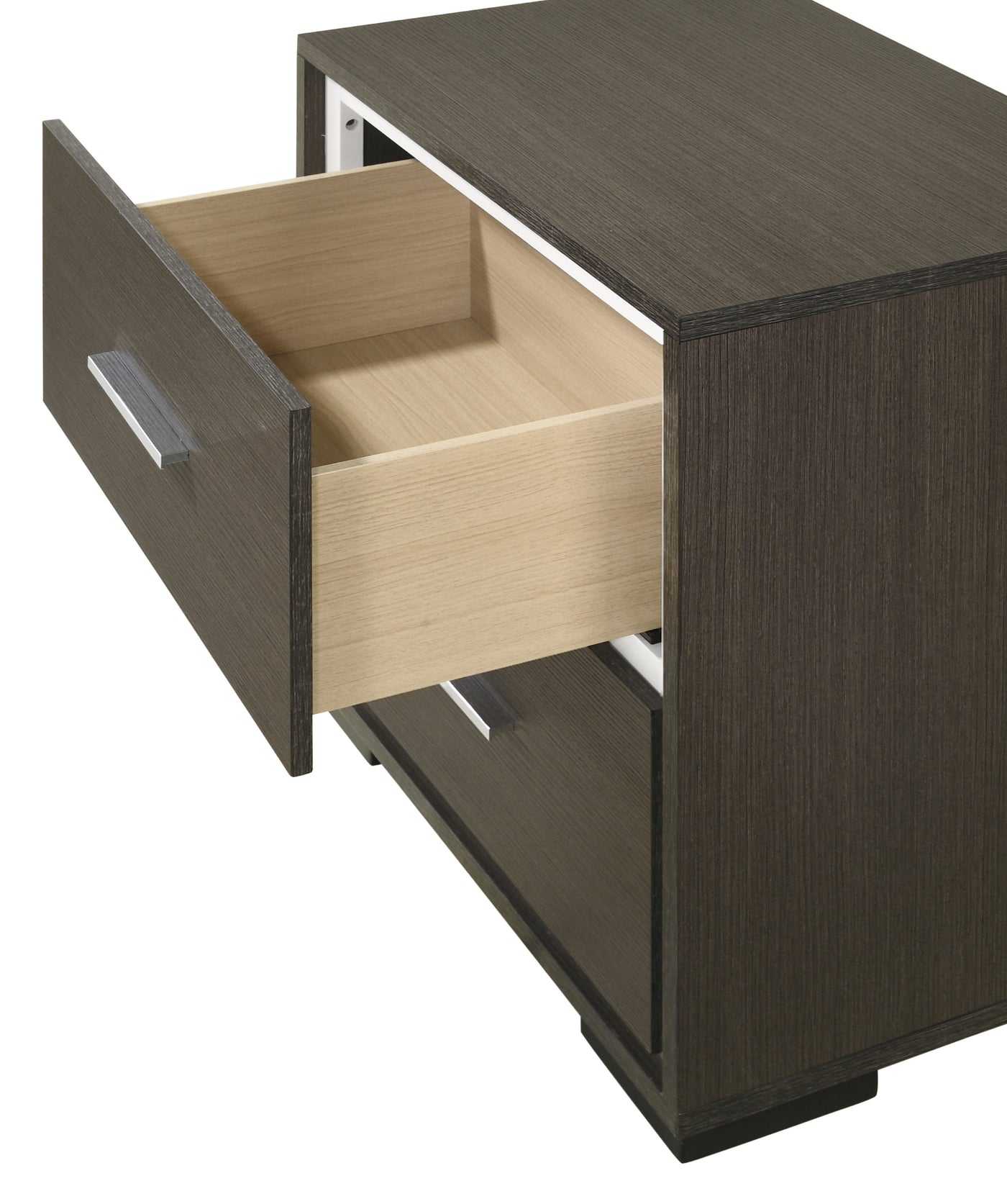 Trank Contemporary Gray Nightstand with Chrome Accents