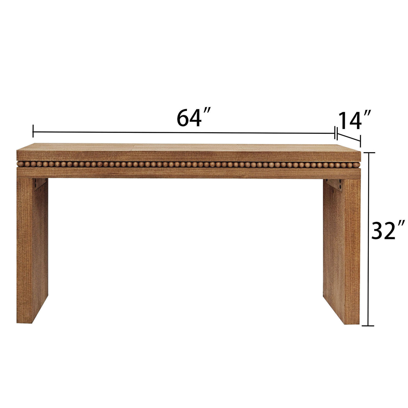 Ansel Wooden Console Table with Real Wood Beads Decoration, Natural