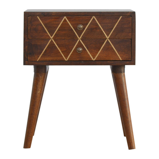 Maurice 2-Drawer Nightstand with Brass Inlay - Chestnut