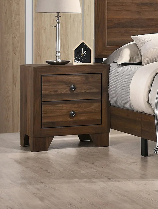 Mia Transitional Wooden Nightstand with 2 Drawers, Brown Cherry