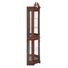 Agatha Traditional Curio with Adjustable Shelves & Mirror Back, Walnut
