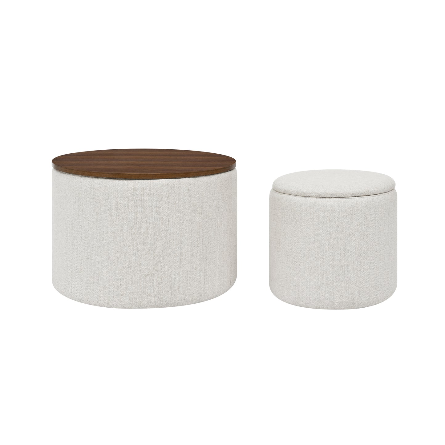 Fenwick 2PC Chenille Storage Ottoman Set, Beige