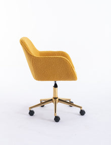 Miscon Teddy Fabric Upholstered Office Chair with Gold Base - Yellow
