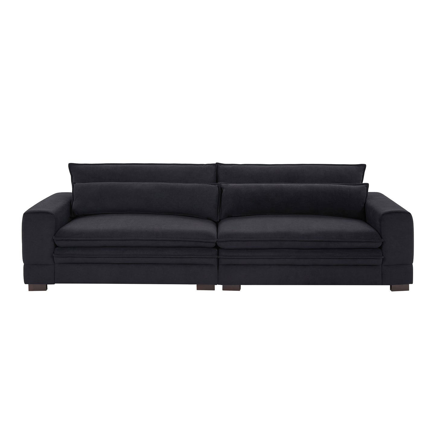Valenwood 105” Mid-Century Modern Sofa – Matte Black