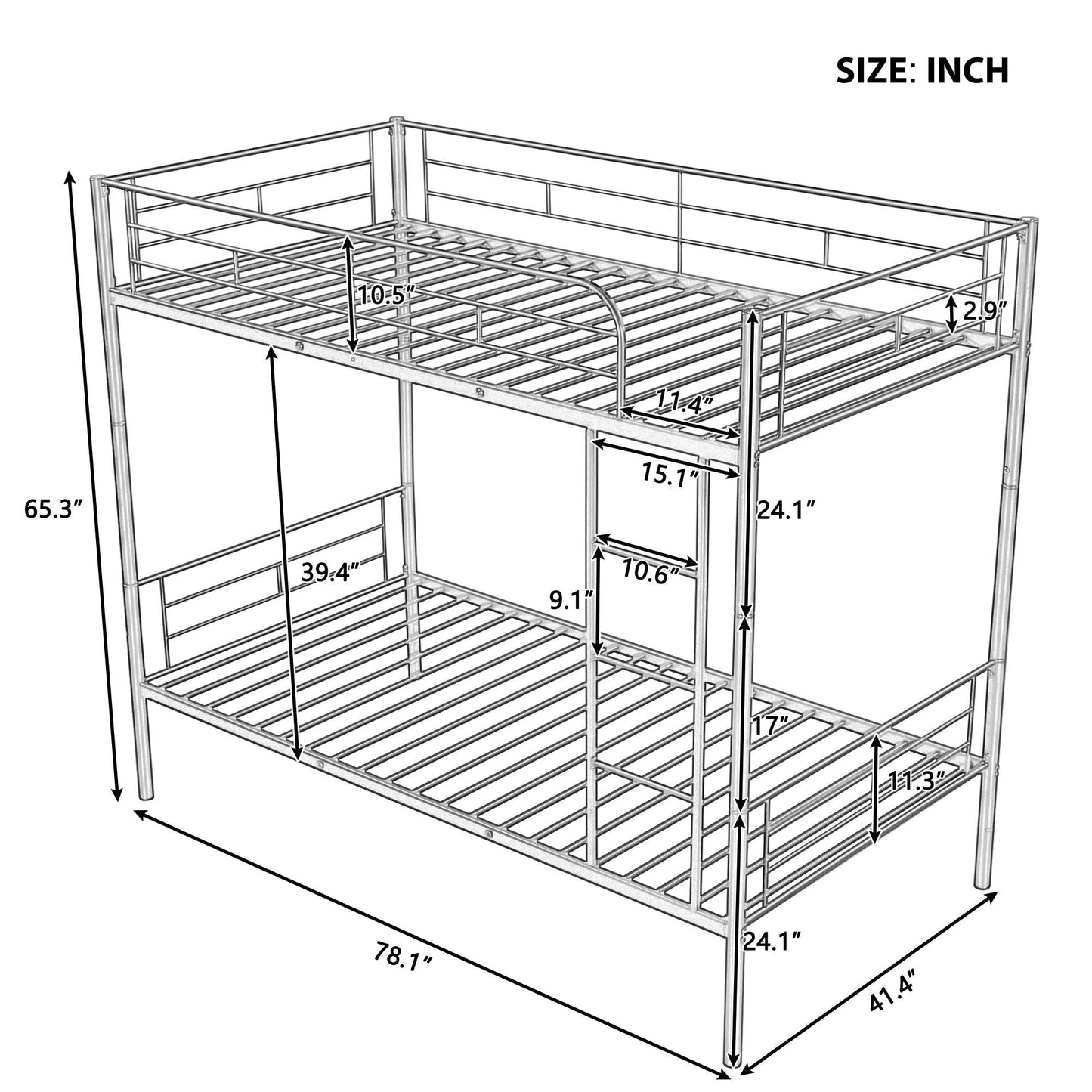 Henley Twin Over Twin Metal Bunk Bed, White