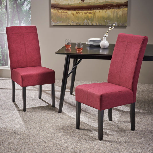 Petricia Modern Upholstered Side Chairs (Set of 2) Red