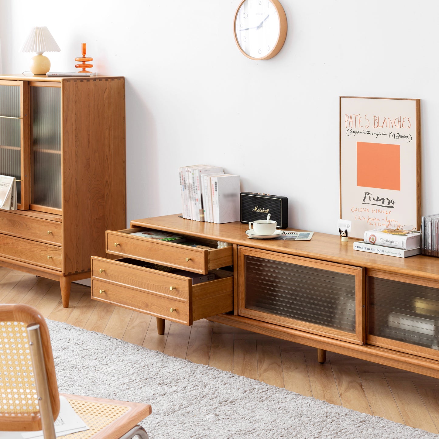 Mason Mid-Century Modern Solid Cherry Wood TV Stand