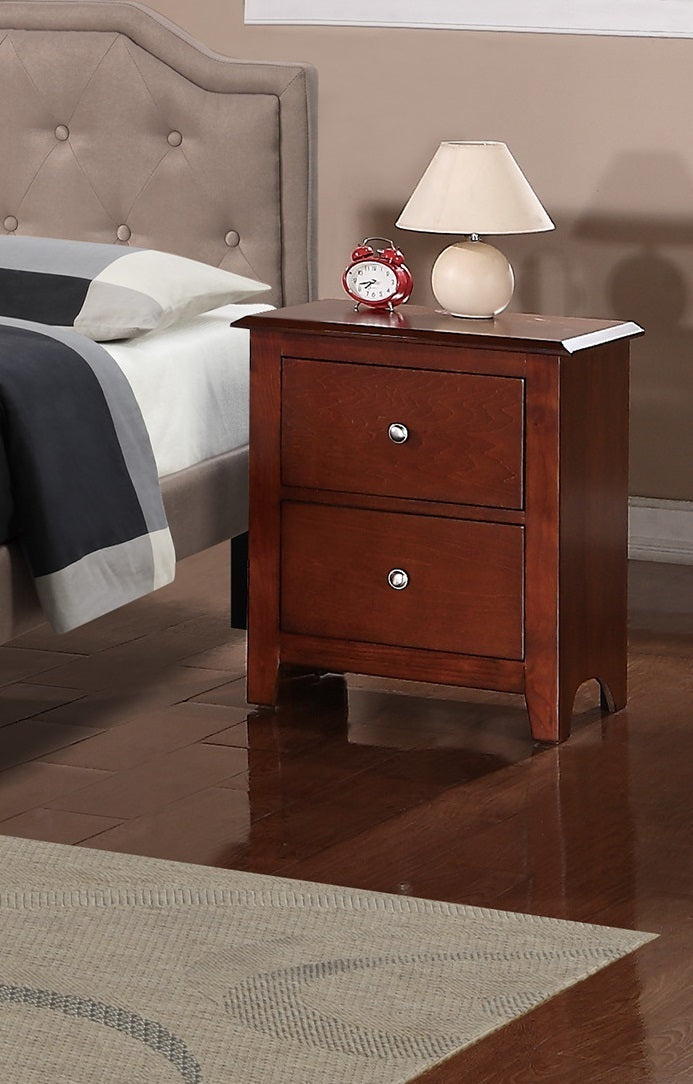 Benjamin Simple Wooden 2-Drawer Nightstand , Cherry