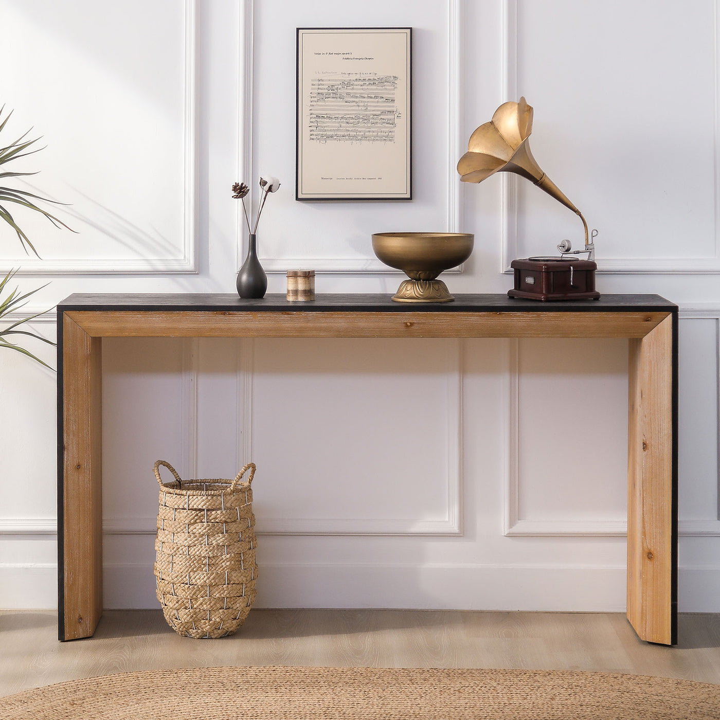Cyrus Black / Natural Wooden Console Table