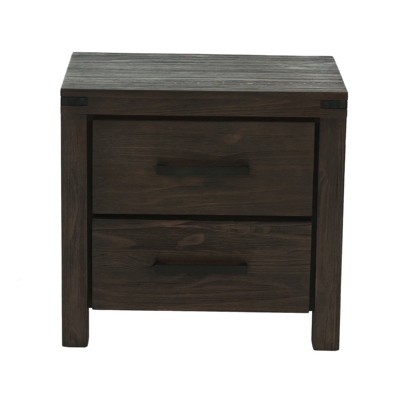 Bennett Rustic 2-Drawer Wooden Nightstand, Brown
