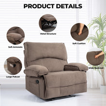 Belton Transitional Oversize Velvet Recliner with Pillow Arm, Brown