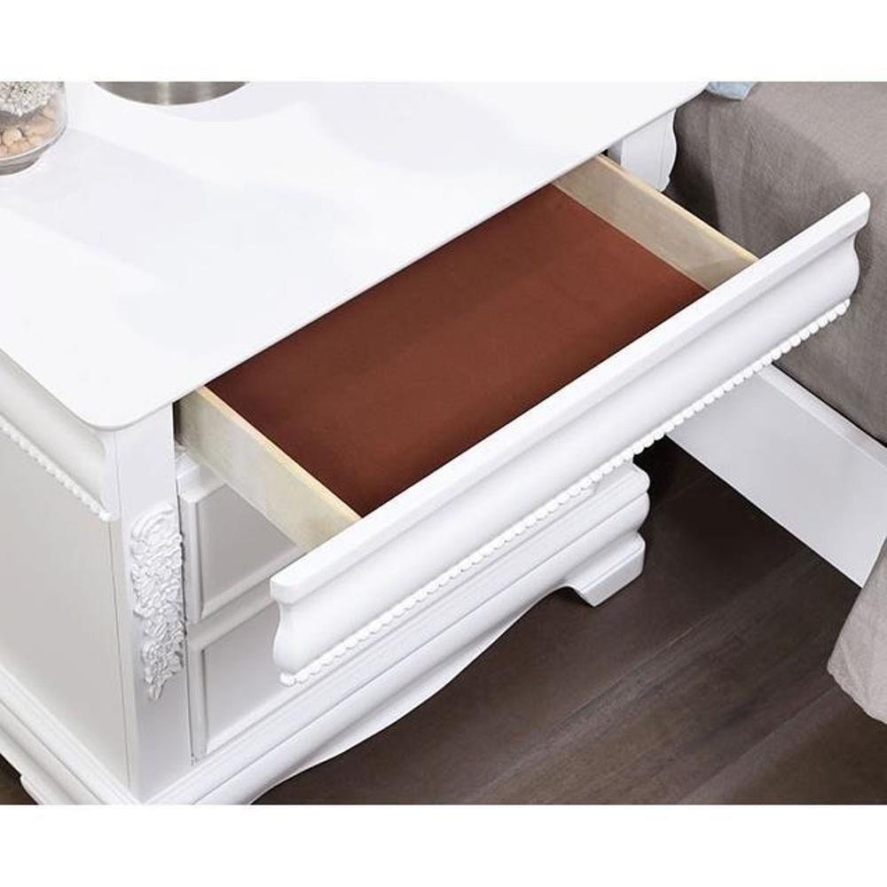 Morgan Traditional 2-Drawer White Nightstand with Silver Pulls