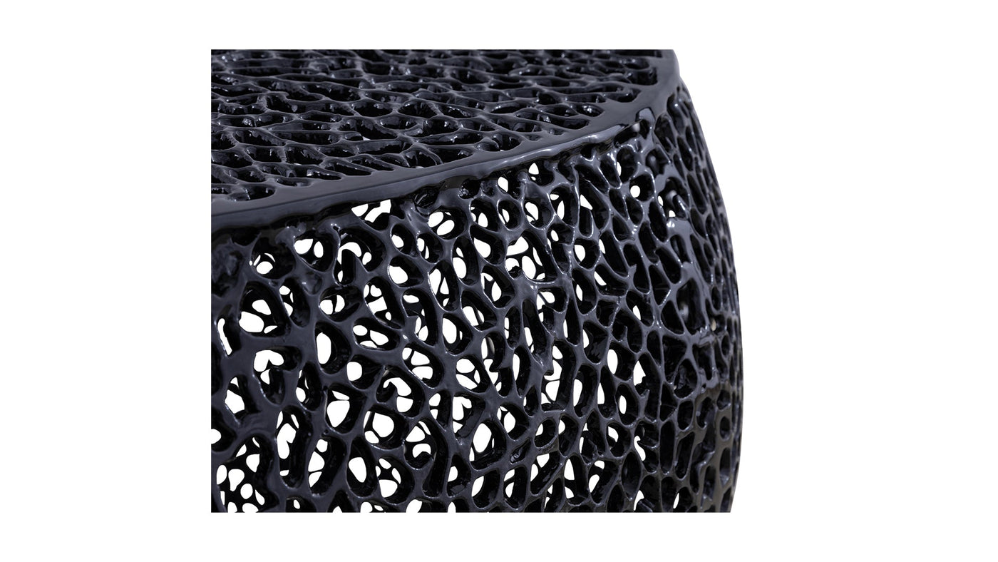 Azriel Oval Aluminum Mesh Coffee Table, Black