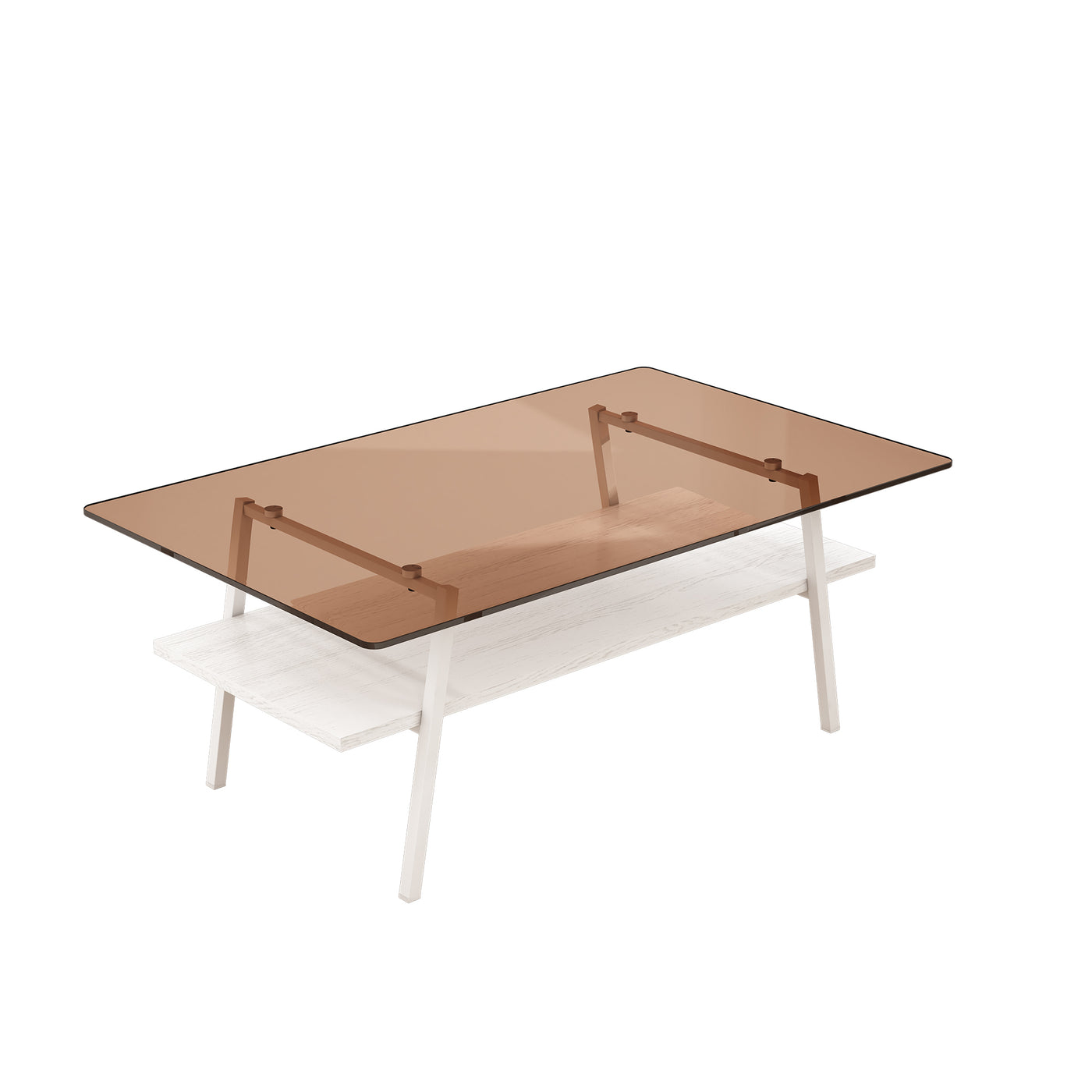 Penn Modern 3-Piece Accent Table Set with Brown Glass, White