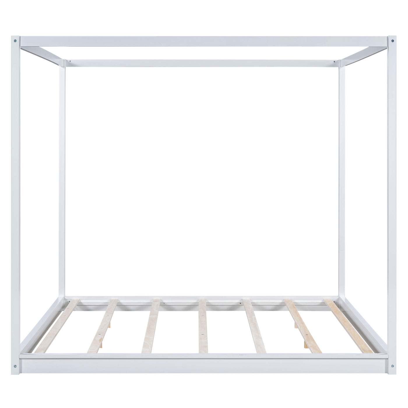 Beatrix King Size Canopy Platform Bed with Support Legs, White