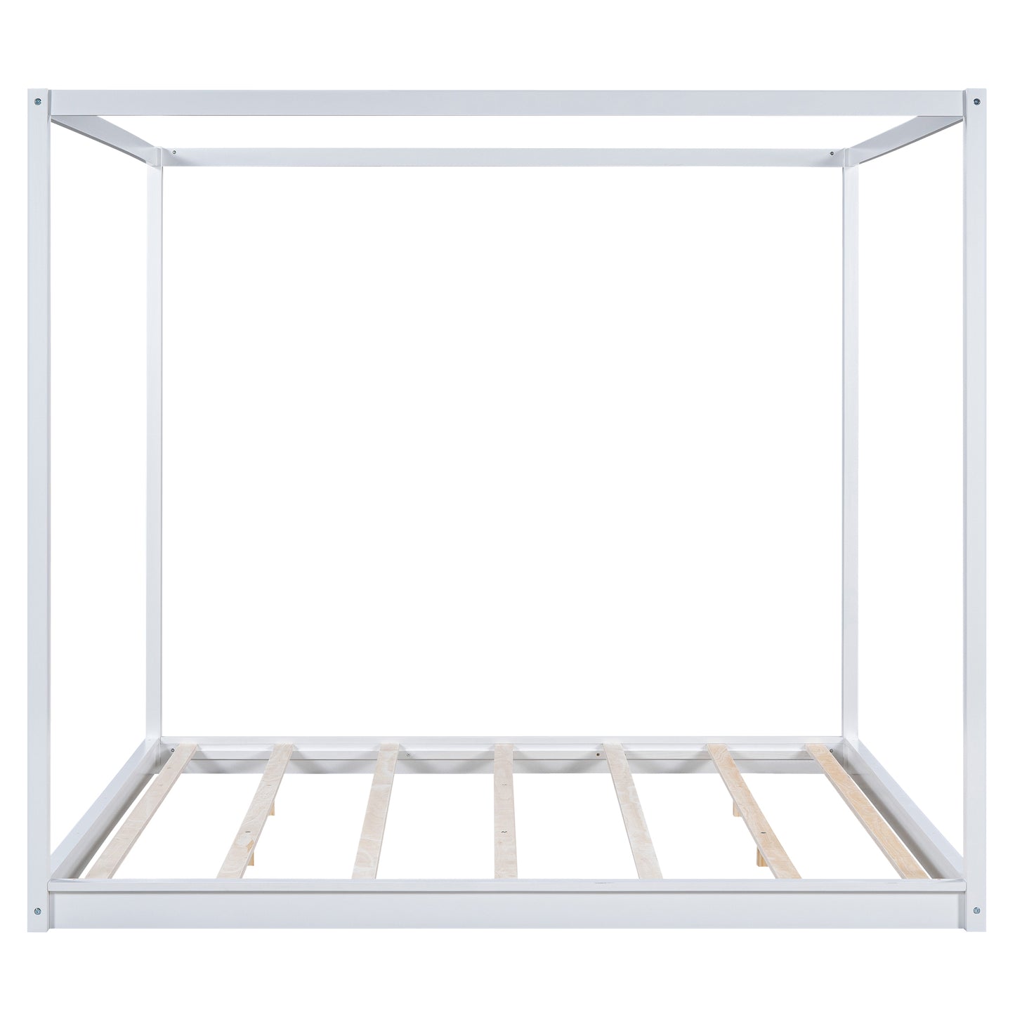 Beatrix King Size Canopy Platform Bed with Support Legs, White