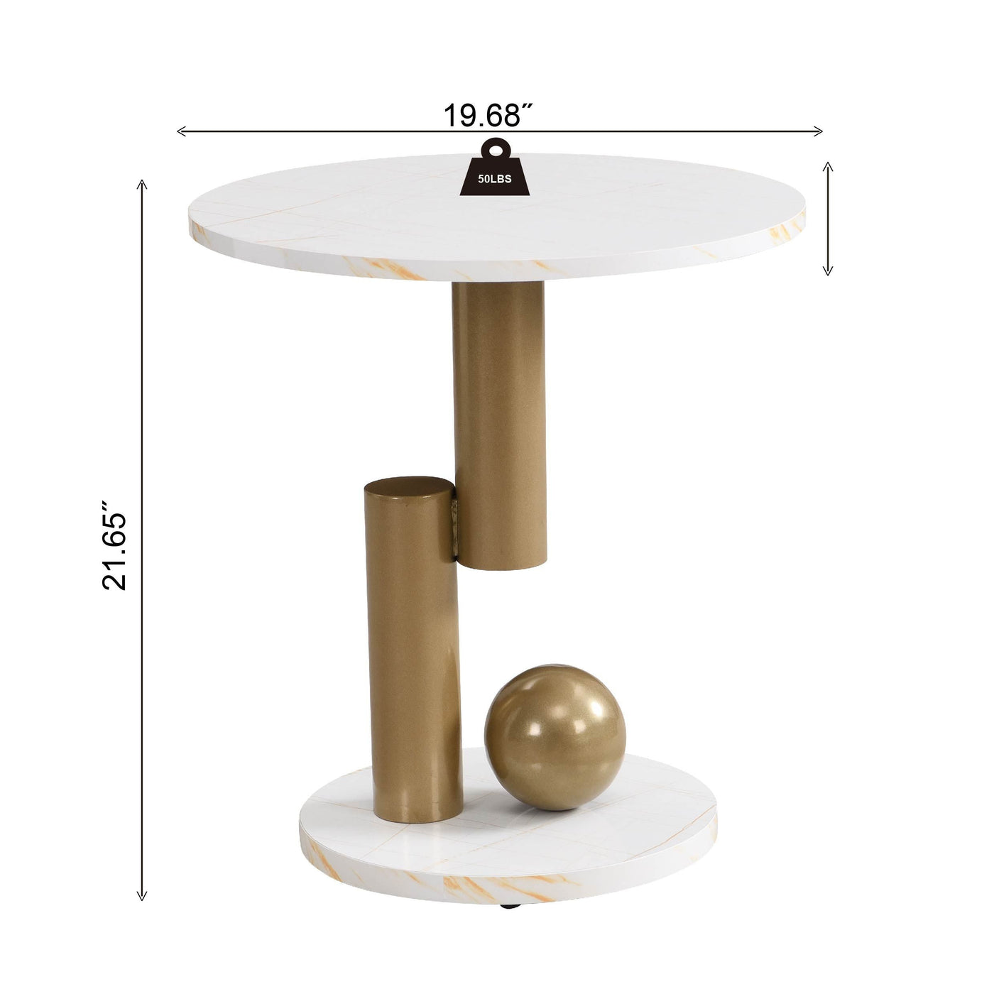 Flossie Modern Oval Nesting Table Set with Faux Marble Top, Brown & White