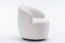 Trinity Teddy Upholstered Swivel Barrel Chair with Metal Ring - White