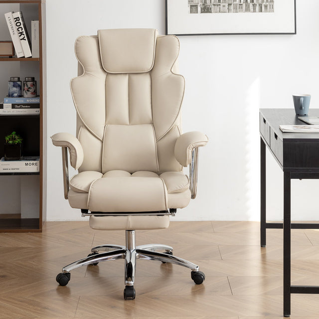 Marg Big & Tall PU Leather Executive Office Chair, Beige