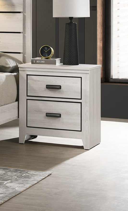 Mason Contemporary 2-Drawer Nightstand, Beige