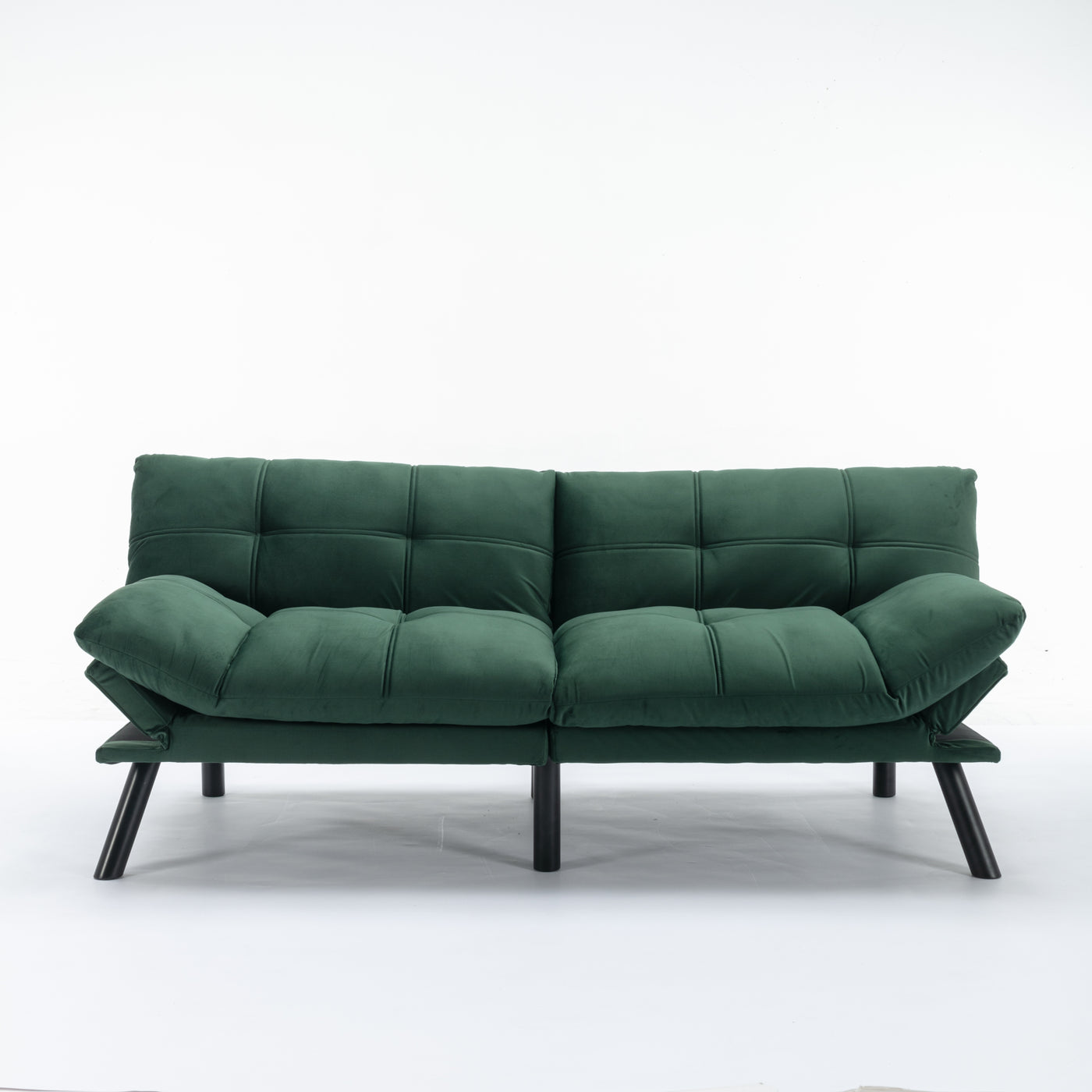 Maven Modern Velvet Sofa Bed with Black Legs - Emerald