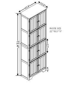 Calder 72.4" Storage Cabinet with 8 Doors and 4 Shelves , Cherry