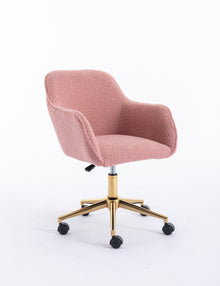Miscon Teddy Fabric Upholstered Office Chair with Gold Base - Pink