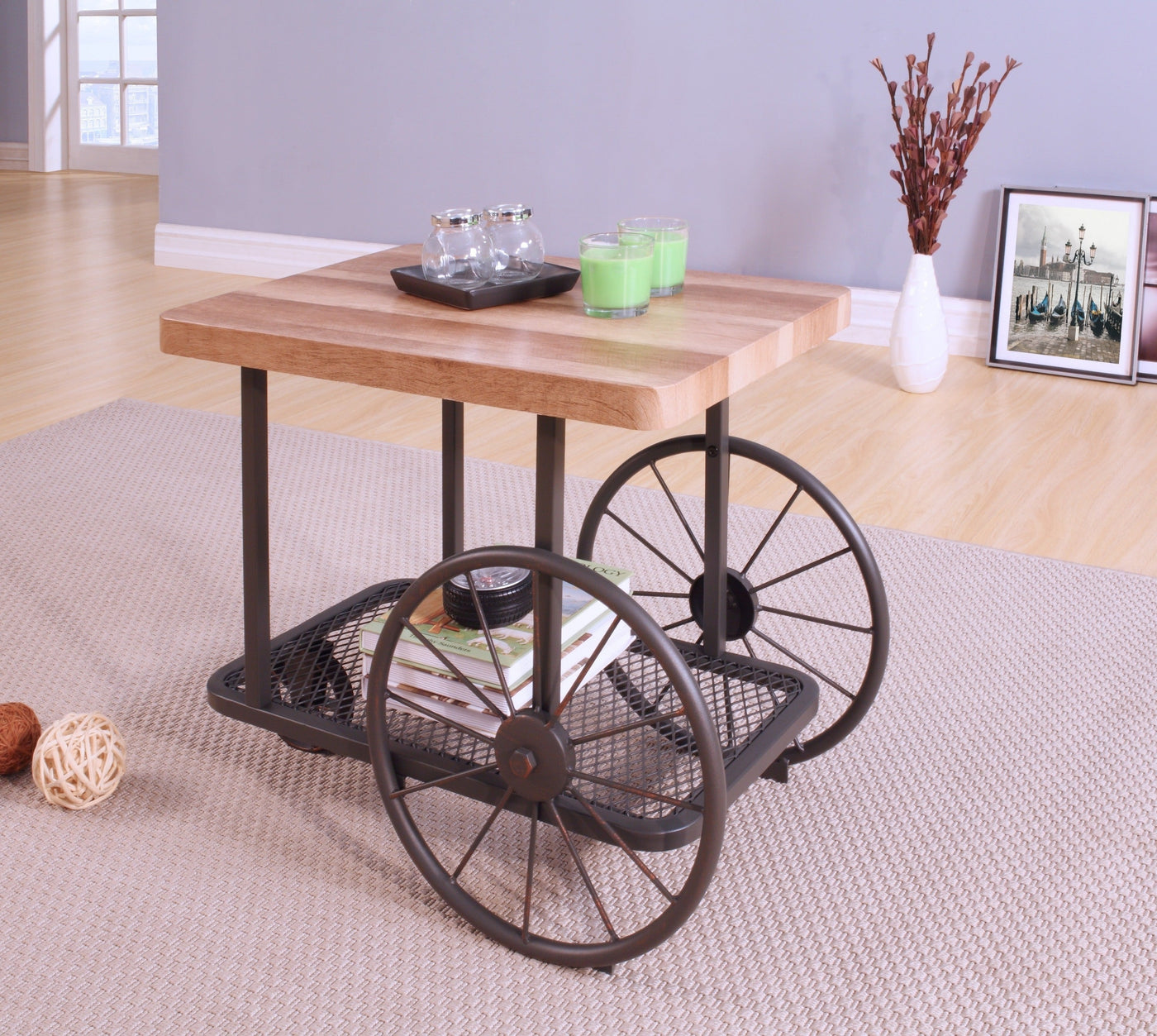 Francie Oak & Antique Gray Finish End Table