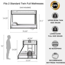 Arthur Twin over Full Metal Bunk Bed, Black