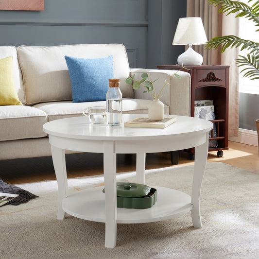 Hallie Transitional Solid Wood Coffee Table, White