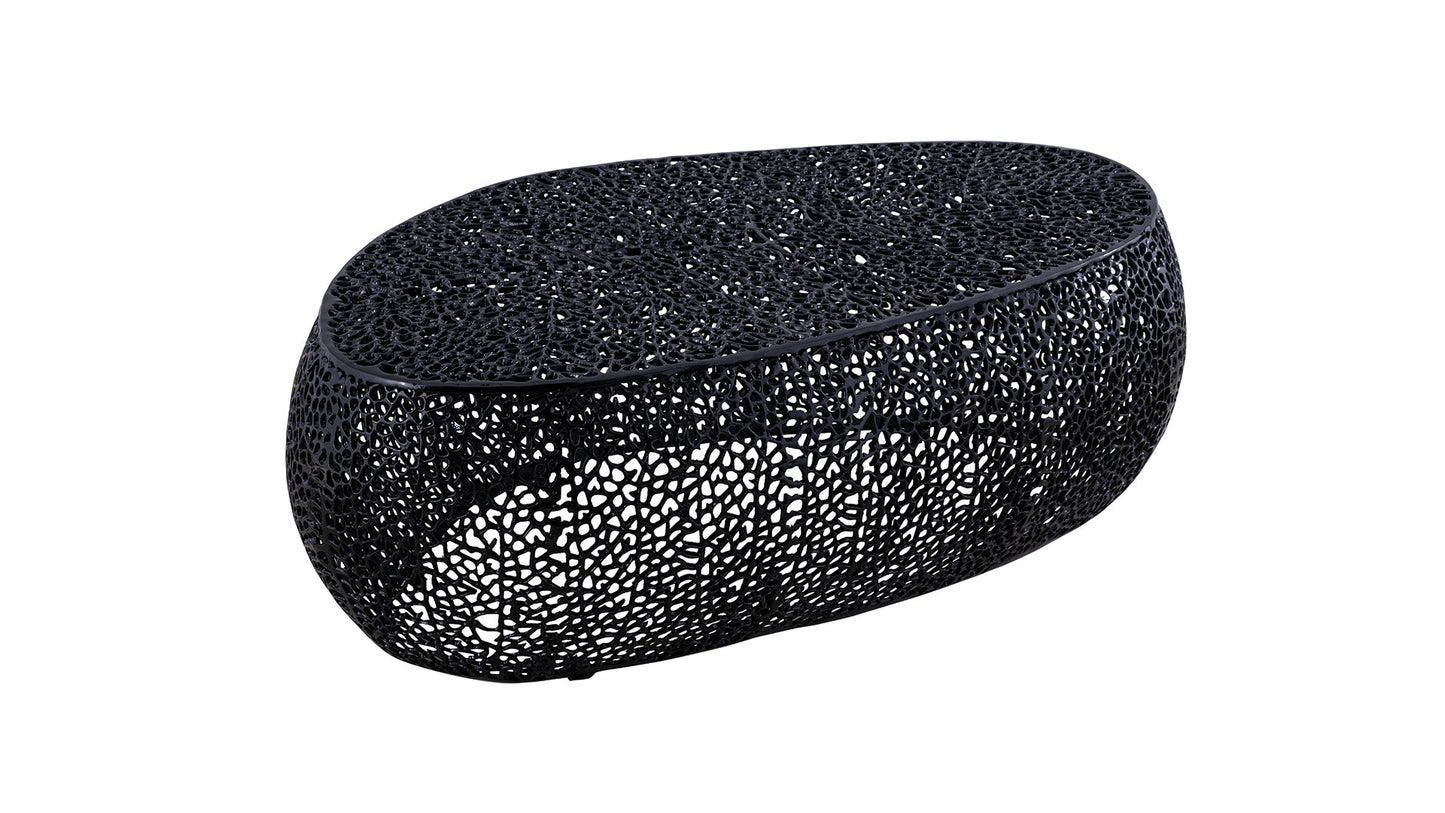 Azriel Oval Aluminum Mesh Coffee Table, Black
