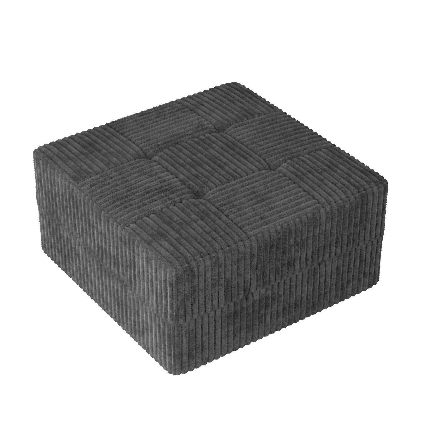 Peregrine Mid-Century Modern Square Corduroy Ottoman, Gray