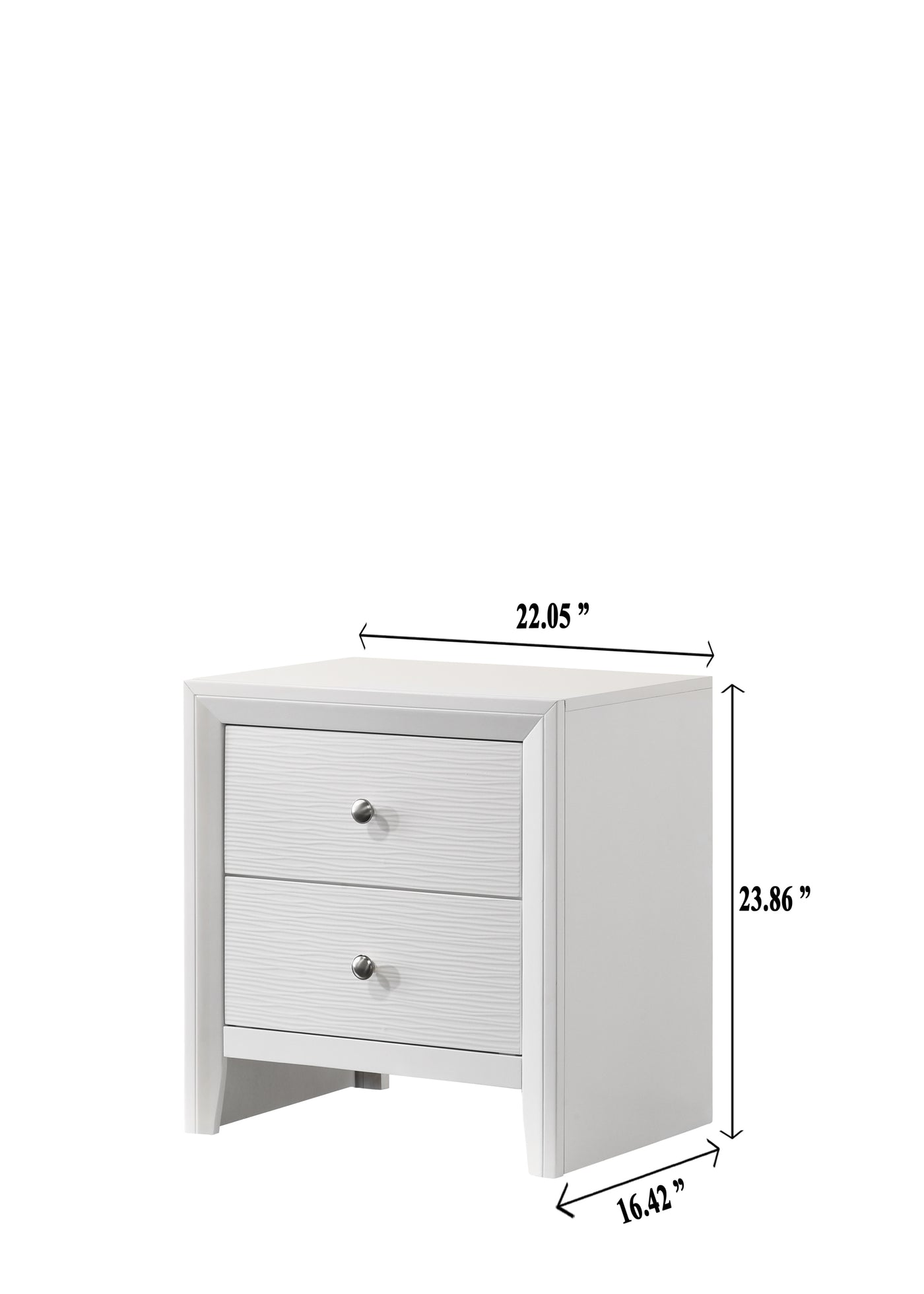 Noah Modern 2-Drawer White Nightstand