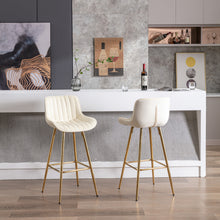 Ednita 30" Velvet Bar Stool with Gold Legs - Cream
