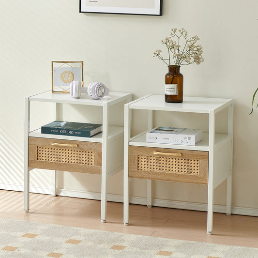 Evan Mid-Century Modern Nightstands (Set of 2) White