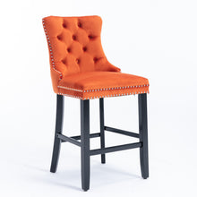 Nella 26" Velvet Counter Height Bar Stools with Black Legs (Set of 2) Orange